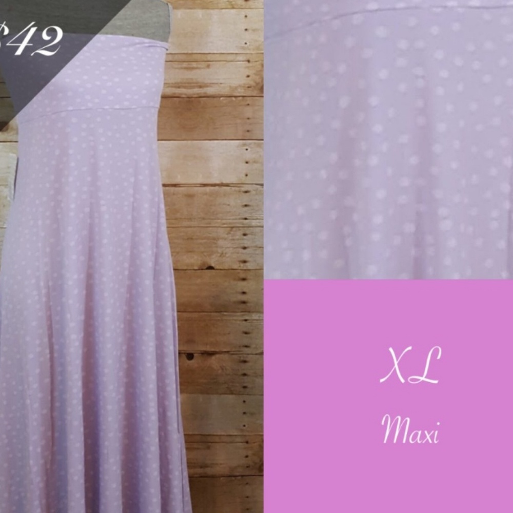LulaRoe XL Light Purple Maxi with Polka Dots